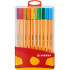 Micropunta/Felpa, Point 88, Punta Fina  0.4 mm, Estuche x 20 - Color Parade. 20 Colores Surtidos